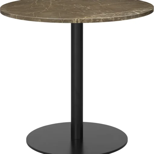 GUBI 1.0 Spisebord RundtØ80 cm M. Sort Base og Brun Emperador Marmor Top
