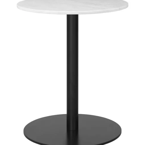 GUBI 1.0 Spisebord RundtØ60 cm M. Sort Base og Hvid Carrara Marmor Top