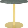GUBI 1.0 Spisebord RundtØ80 cm M. Messing Base og Grøn Guatemala Marmor Top