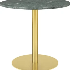 GUBI 1.0 Spisebord RundtØ80 cm M. Messing Base og Grøn Guatemala Marmor Top