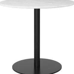 GUBI 1.0 Spisebord RundtØ80 cm M. Sort Base og Hvid Carrara Marmor Top