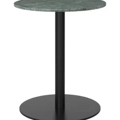 GUBI 1.0 Spisebord RundtØ60 cm M. Sort Base og Grøn Guatemala Marmor Top