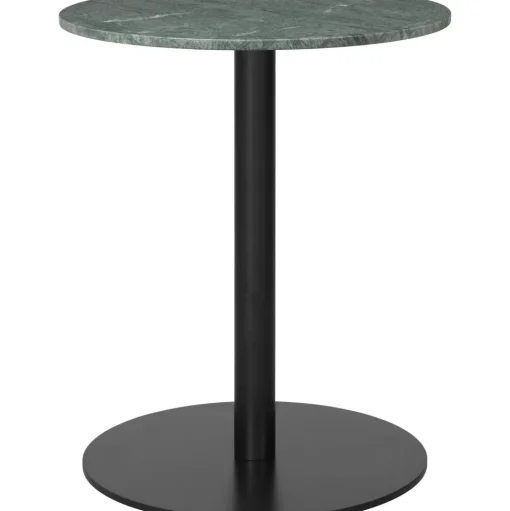 GUBI 1.0 Spisebord RundtØ60 cm M. Sort Base og Grøn Guatemala Marmor Top