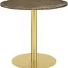 GUBI 1.0 Spisebord RundtØ80 cm M. Messing Base og Brun Emperador Marmor Top