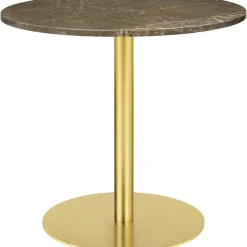GUBI 1.0 Spisebord RundtØ80 cm M. Messing Base og Brun Emperador Marmor Top