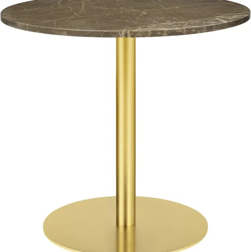 GUBI 1.0 Spisebord RundtØ80 cm M. Messing Base og Brun Emperador Marmor Top