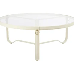 Gubi Adnet SofabordØ100 Cream Láder/Transparent Glas