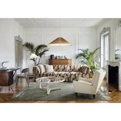 Gubi Adnet SofabordØ100 Cream Láder/Transparent Glas
