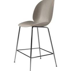 GUBI Beetle Barstol H65 Conic Base Sort Krom/New Beige
