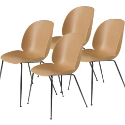 GUBI Beetle Spisebordsstol Conic Base/Sort Krom/Amber Brun 4 Stk.