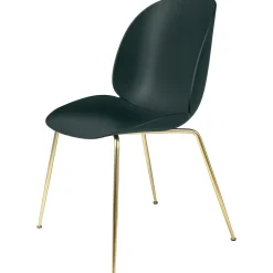 GUBI Beetle Spisebordsstol Conic Base Messing Semi Mat/Mørk Grøn
