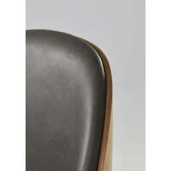 GUBI Beetle Spisebordstol Finér Skal Láder Grå Med Ben I Sort Krom