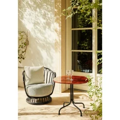 Gubi Carmel Bistro Cafébord 75x75 Mat Sort/Rock Red
