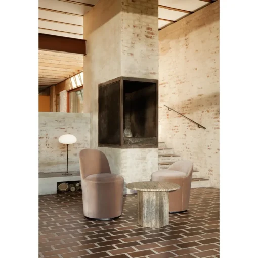 GUBI Epic Sofabord RundtØ60 Varm Taupe Travertin