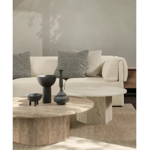 GUBI Epic Sofabord RundtØ110 Varm Taupe Travertin