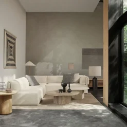 GUBI Epic Sofabord RundtØ110 Varm Taupe Travertin