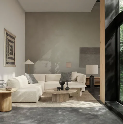 GUBI Epic Sofabord RundtØ110 Varm Taupe Travertin