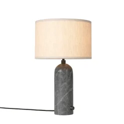 GUBI Gravity Bordlampe Grå Marmor og Lárred Skárm Lille