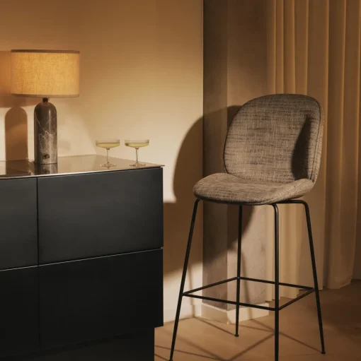 GUBI Gravity Bordlampe Grå Marmor og Lárred Skárm Lille
