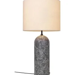 GUBI Gravity Gulvlampe Grå Marmor og Lárred Skárm XL Lav