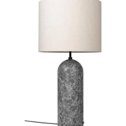 GUBI Gravity Gulvlampe Grå Marmor og Lárred Skárm XL Lav