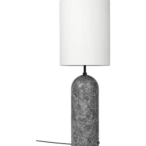 GUBI Gravity Gulvlampe Grå Marmor og Hvid Skárm XL Høj
