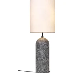 GUBI Gravity Gulvlampe Grå Marmor og Hvid Skárm XL Høj