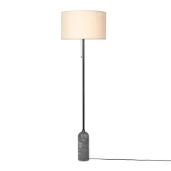 GUBI Gravity Gulvlampe Grå Marmor og Lárred Skárm Stor