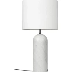 GUBI Gravity Gulvlampe Hvid Marmor og Hvid Skárm XL Lav