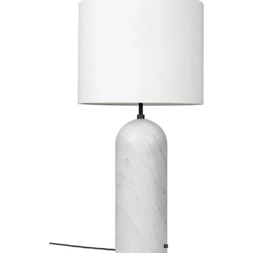 GUBI Gravity Gulvlampe Hvid Marmor og Hvid Skárm XL Lav
