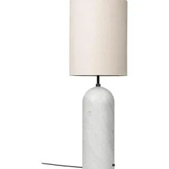 GUBI Gravity Gulvlampe Hvid Marmor og Lárred Skárm XL Høj