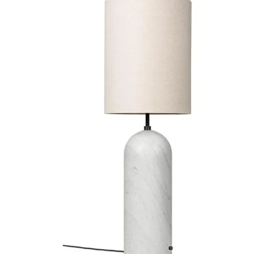GUBI Gravity Gulvlampe Hvid Marmor og Lárred Skárm XL Høj