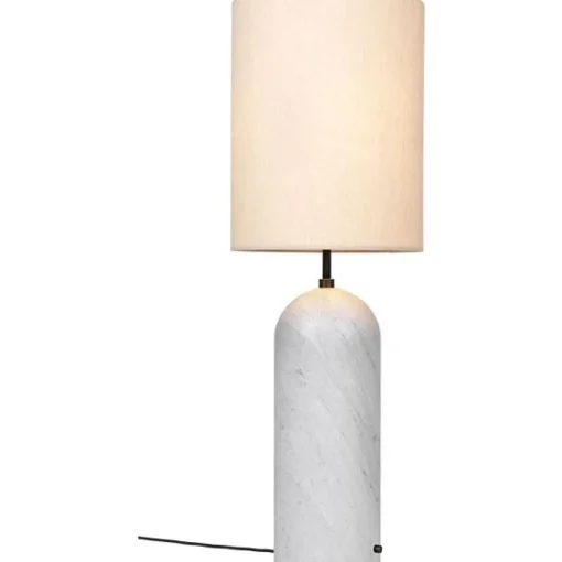 GUBI Gravity Gulvlampe Hvid Marmor og Lárred Skárm XL Høj