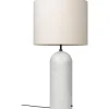 GUBI Gravity Gulvlampe Hvid Marmor og Lárred Skárm XL Lav