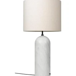 GUBI Gravity Gulvlampe Hvid Marmor og Lárred Skárm XL Lav