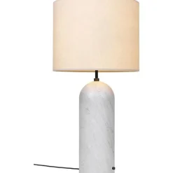 GUBI Gravity Gulvlampe Hvid Marmor og Lárred Skárm XL Lav