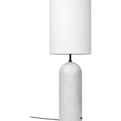 GUBI Gravity Gulvlampe Hvid Marmor og Hvid Skárm XL Høj