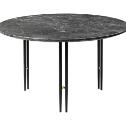GUBI IOI Sofabord RundtØ70 cm med Sort Base og Grå Emperador Marmor Top