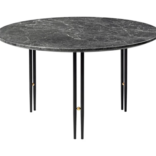 GUBI IOI Sofabord RundtØ70 cm med Sort Base og Grå Emperador Marmor Top