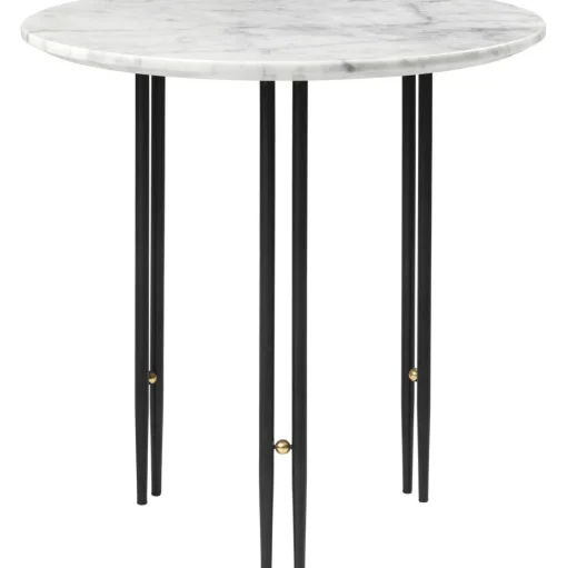 GUBI IOI Sofabord RundtØ50 cm med Sort Base og Hvid Carrara Marmor Top