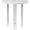 GUBI IOI Sofabord RundtØ50 cm med Krom Base og Hvid Carrara Marmor Top