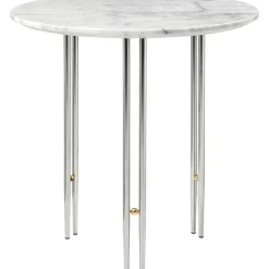 GUBI IOI Sofabord RundtØ50 cm med Krom Base og Hvid Carrara Marmor Top