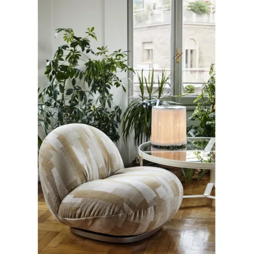 Gubi Model 597 Bordlampe Poleret Aluminum/Cream Fringe