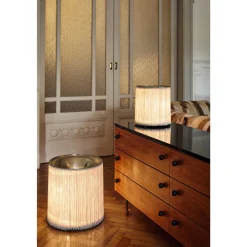 Gubi Model 597 Bordlampe Poleret Aluminum/Cream Fringe