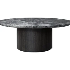 GUBI Moon Sofabord RundtØ120 cm med Trá Base og Grå Emperador Marmor Top