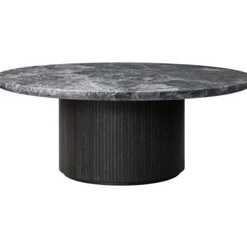 GUBI Moon Sofabord RundtØ120 cm med Trá Base og Grå Emperador Marmor Top