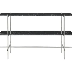 GUBI TS Konsolbord H72 2 Hylder Poleret Stål Black Marquina Marmor
