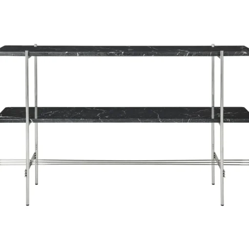 GUBI TS Konsolbord H72 2 Hylder Poleret Stål Black Marquina Marmor