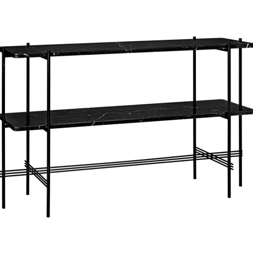 GUBI TS Konsolbord H72 cm med 2 Hylder i Sort Marquina Marmor