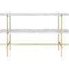 Gubi TS Konsolbord H72 cm med 2 Hylder Messing/White Carrara Marble
